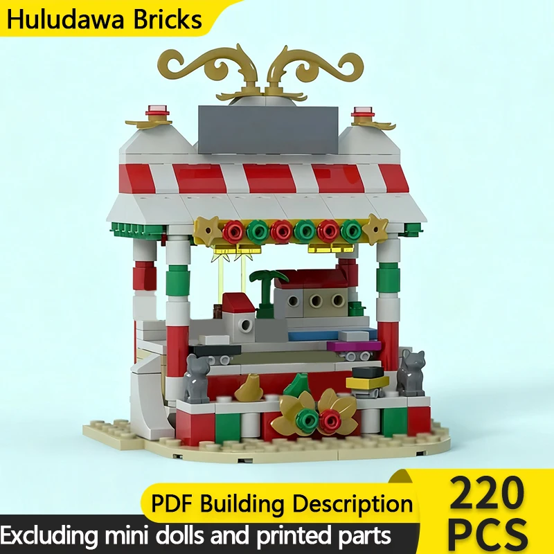 

Модель City Street View MOC, строительные кирпичи, зимняя деревня, игрушечный киоск, модульная технология, детские праздничные подарки, сборные игрушки, костюм