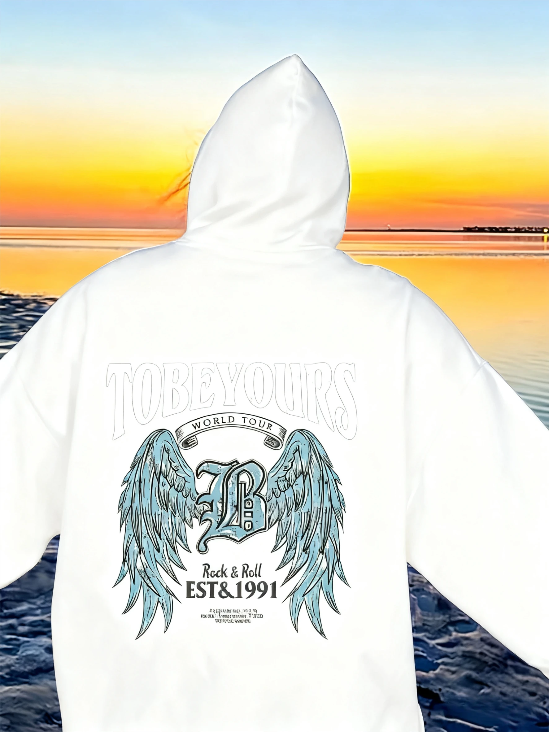 Wings Graphic Printing Autumn and Winter Cotton Men's and Women's Hoodies Casual Outdoor Street Sports Loose Training Brand