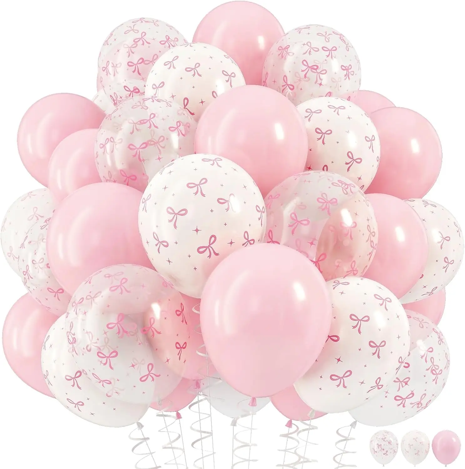 35 Stück 12 Zoll Schleifenballons für Frauen Rosa Geburtstagsparty Junggesellinnenabschied Braut Verlobung Schleifenthema Hochzeitstag Globos