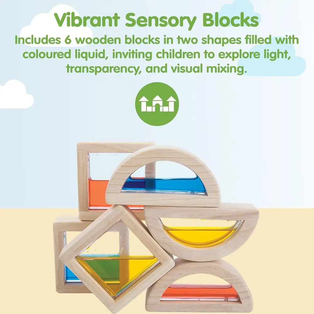 Bloques de agua de madera Montessori: aprendizaje sensorial, STEM, luz y color |   Desarrollo ecológico, de creatividad y habilidades motoras finas