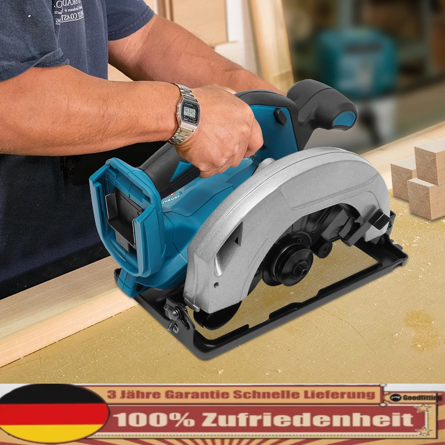 180 mm 1380 W Akku-Kreissäge Akku 4500 U/min für 18 V Makita/Akku