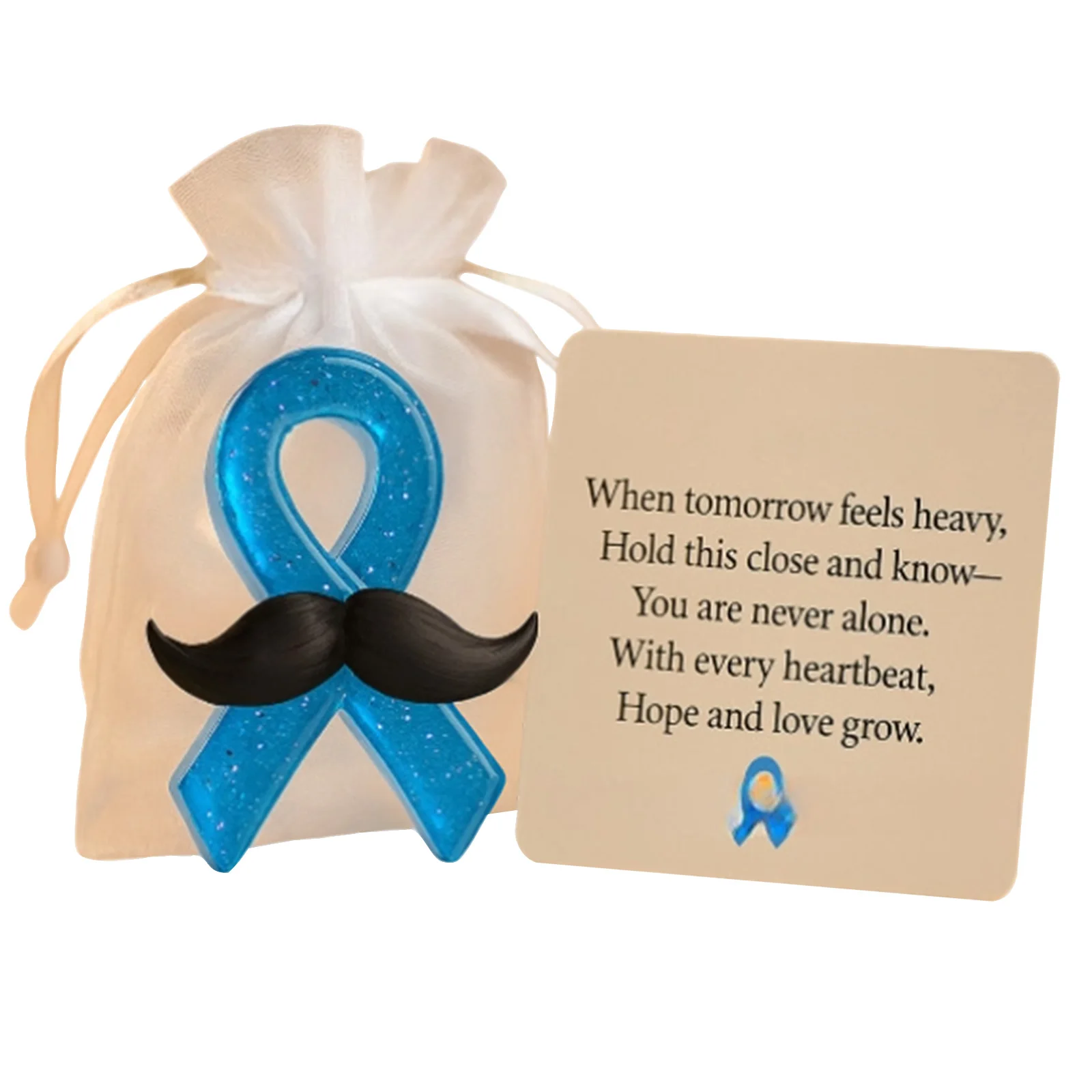 عناق جيب الشريط الأزرق، جيب مباركة مع بطاقة رسالة مباركة، هدية تذكارية ساحرة ملهمة للأصدقاء