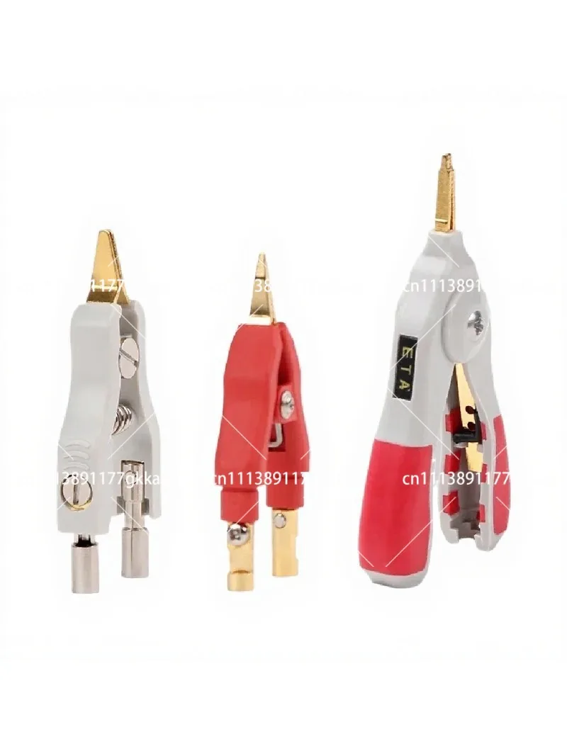 Kelvin Test Clamp Pointed Tip Pure Copper Gold Plated 4-Wire Clamp Four Terminal Resistance Clamp