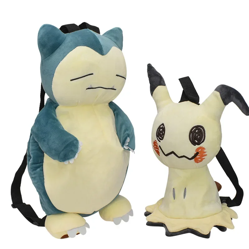 ポケモンぬいぐるみバックパックカビゴンミミッキュイーブイ、子供ぬいぐるみおもちゃバッグ、かわいい人形ナップザック誕生日ギフト
