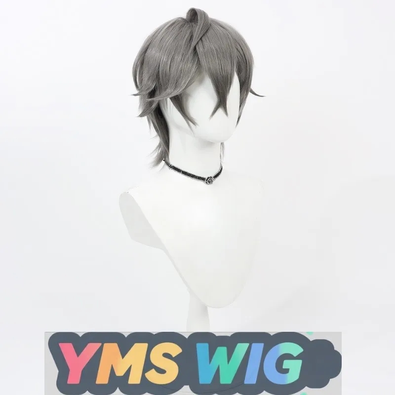 【Hombre libre】Zenless Zone Zero Male Wise Cosplay peluca pelo gris oscuro superior en capas rizo inverso