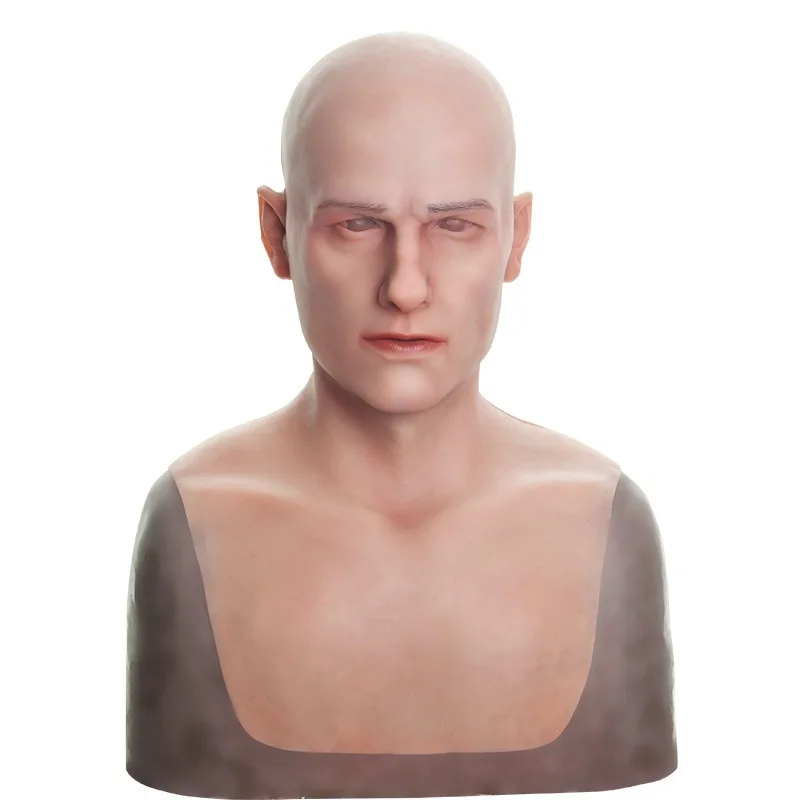 Realistic Silicone Old Man Male Mask Props Hoods Headwear Full Face Mask Disguise Halloween Cosplay