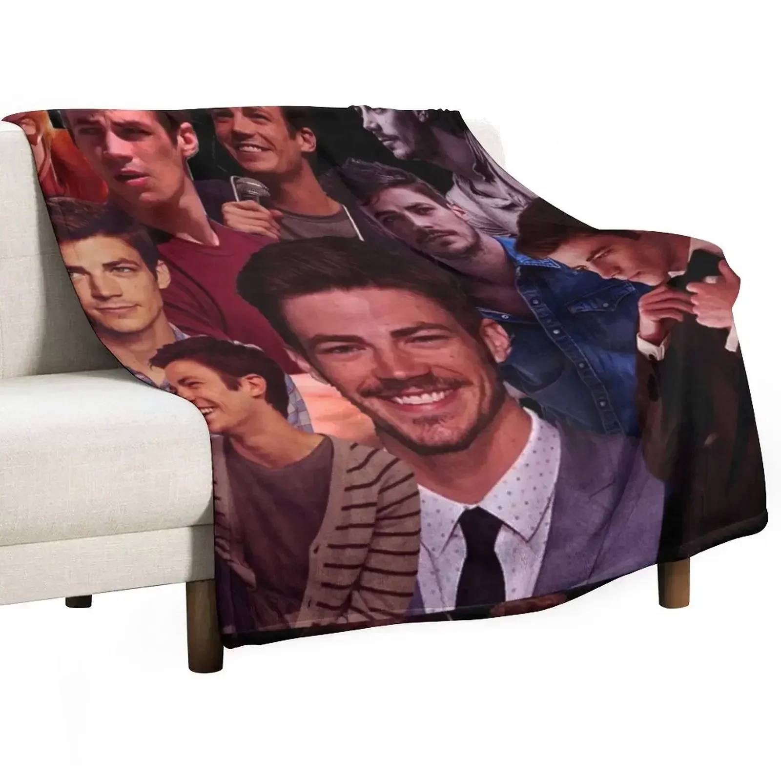 

Grant Gustin Flash collage tribute design 2022 Throw Blanket Camping Shaggy Blankets