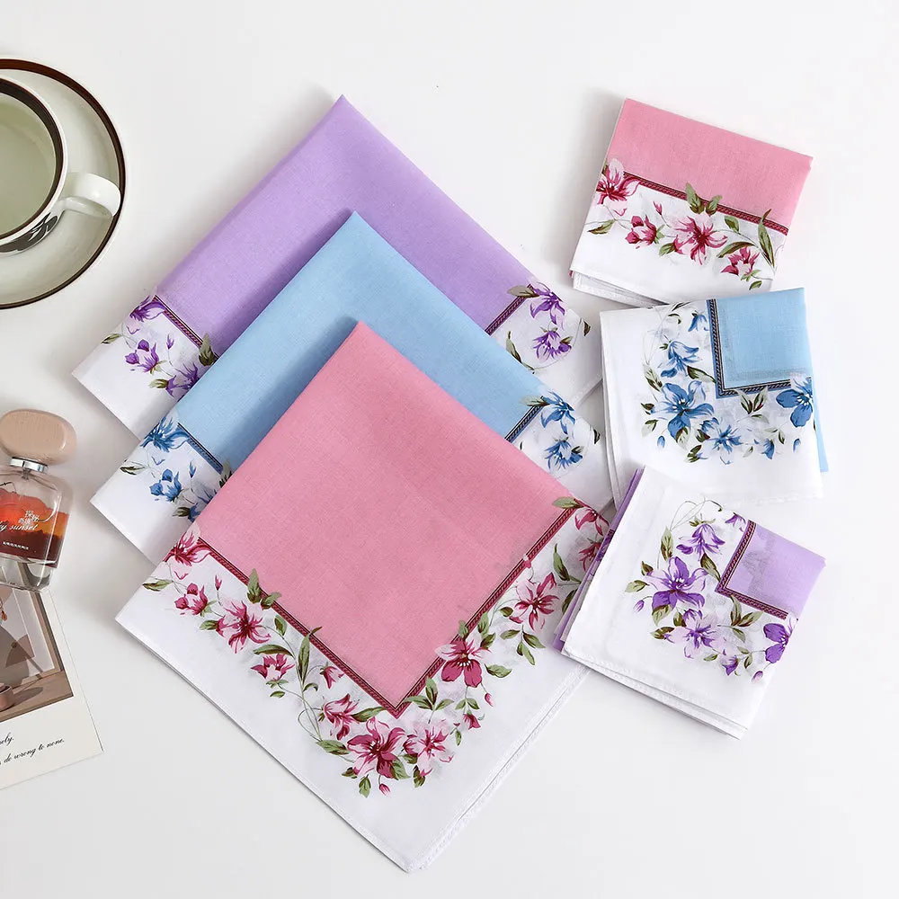 Confezione regalo 43 cm Fazzoletto stampato in puro cotone da donna Sottile assorbente per pulire il sudore Classico fiore di peonia Matrimonio Partner