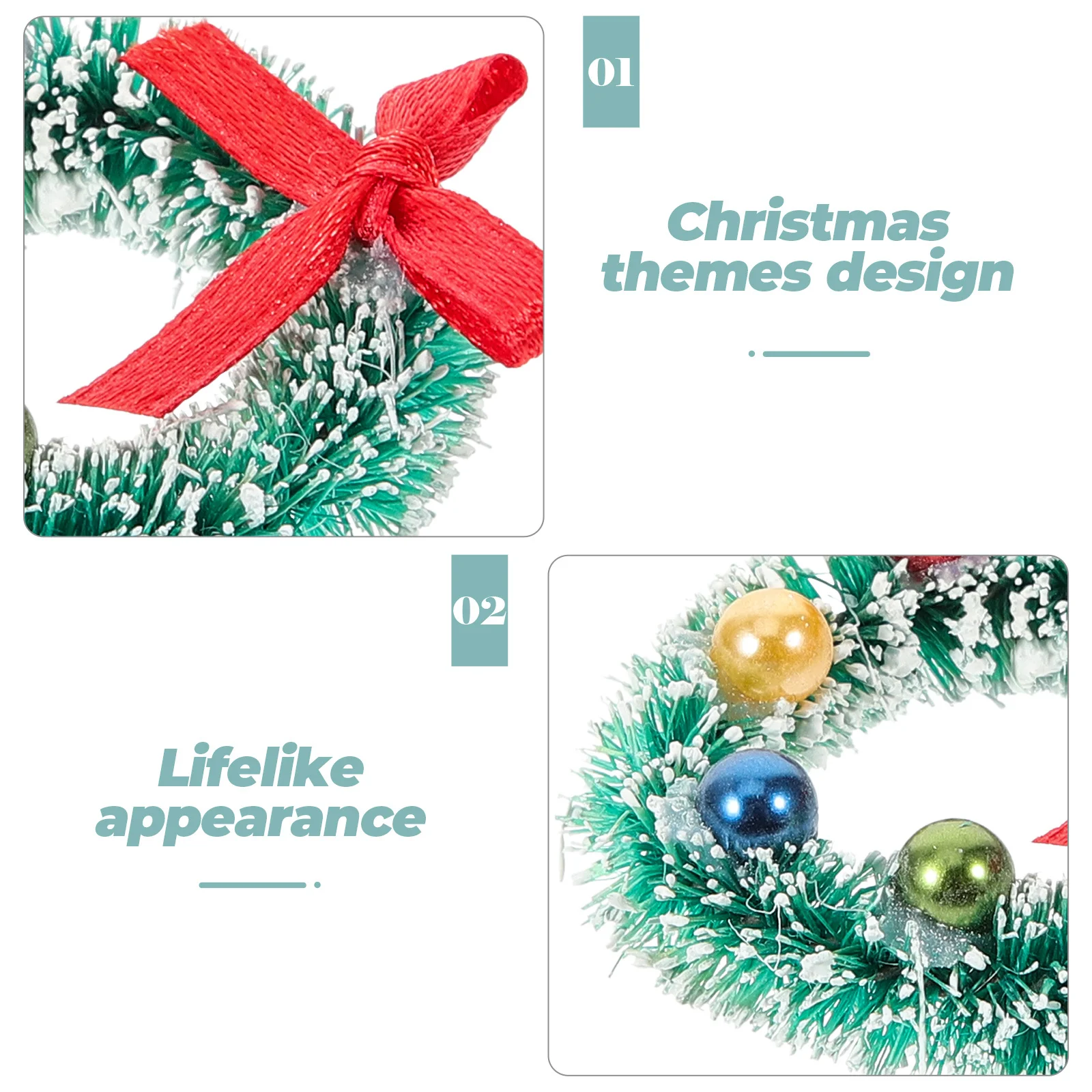 

10Pcs Christmas Wreath Decor Xmas Hanging Ornament Front Door Garland Mini Wreath Festival Scene Decoration Festival Scene Decor