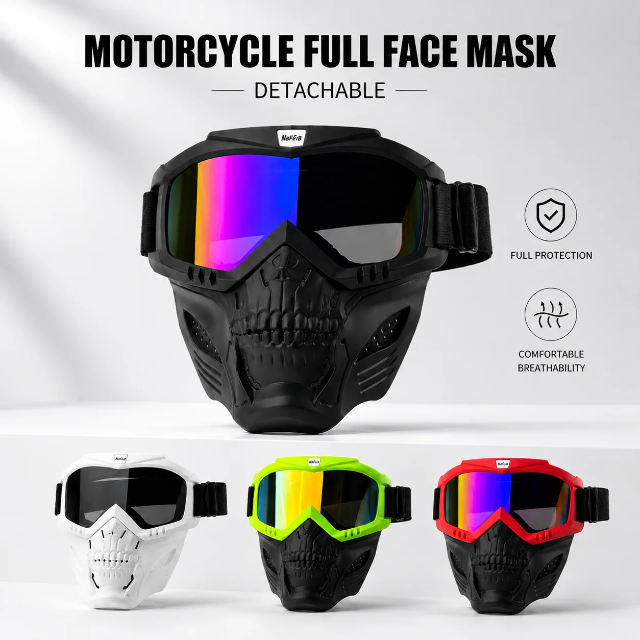 2-in-1 Protective Mask & Goggles, Sandproof Dustproof MTB Protection, Suitable for Extreme Cycling, Off-road Motorcycle Glasses