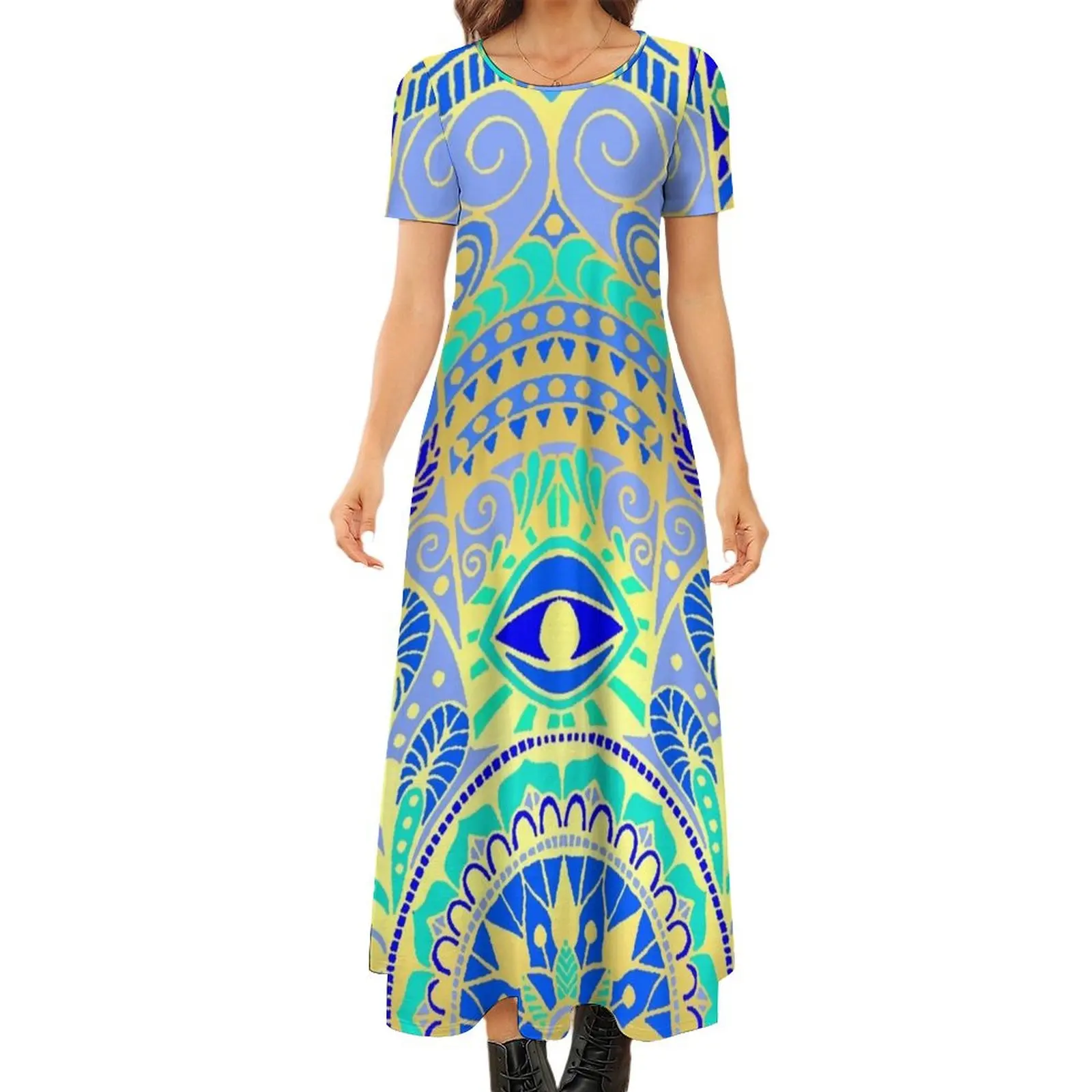 

Hamsa Hand Round Neck Short Sleeve Dress Prom gown evening dresses luxury 2024 dress party evening elegant luxury celebrity