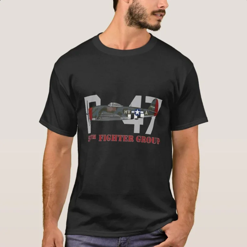 

56th Fighter Group P-47 Thunderbolt T-Shirt 100% Cotton O-Neck Summer Short Sleeve Casual Mens T-shirt Size S-3XL