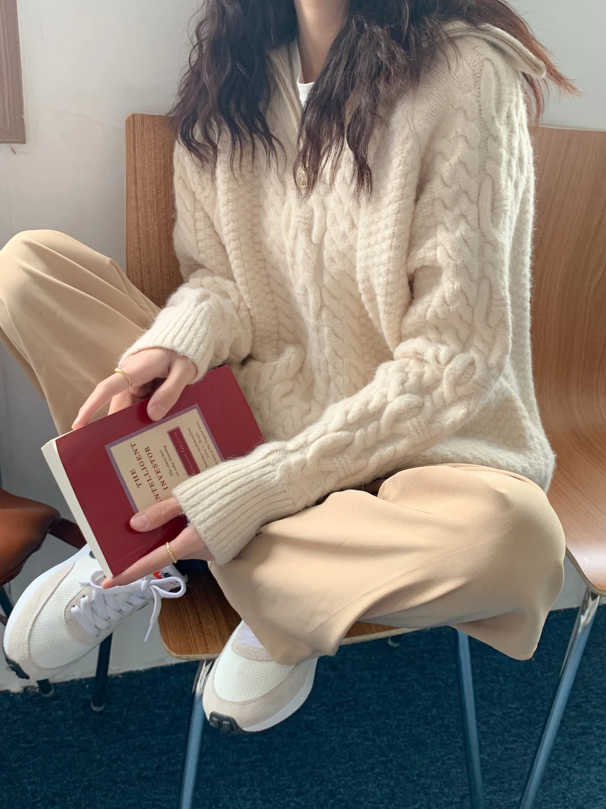 

ZY Thiened High Collar Sweater Women's Design Sensation Small ence Gentle Retro Autumn Winter Twist Lazy f Zipper