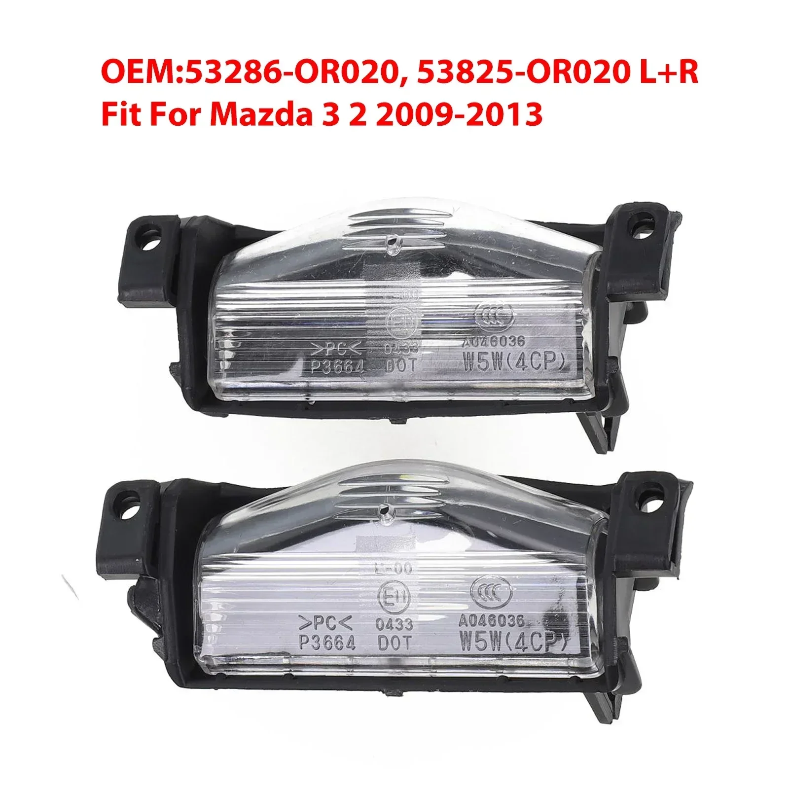 2Pcs License Plate Light Rear Bumper Lamp Housing Cover For Mazda 3 2009-2013 2 2011-2013 (Not With Light) BS1E-51-274E