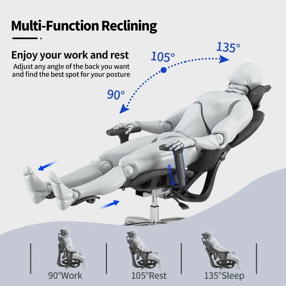 Ergo3d rolamento cadeira de mesa com braço ajustável, cadeira do computador, encosto alto, malha, cadeira giratória executiva, preto