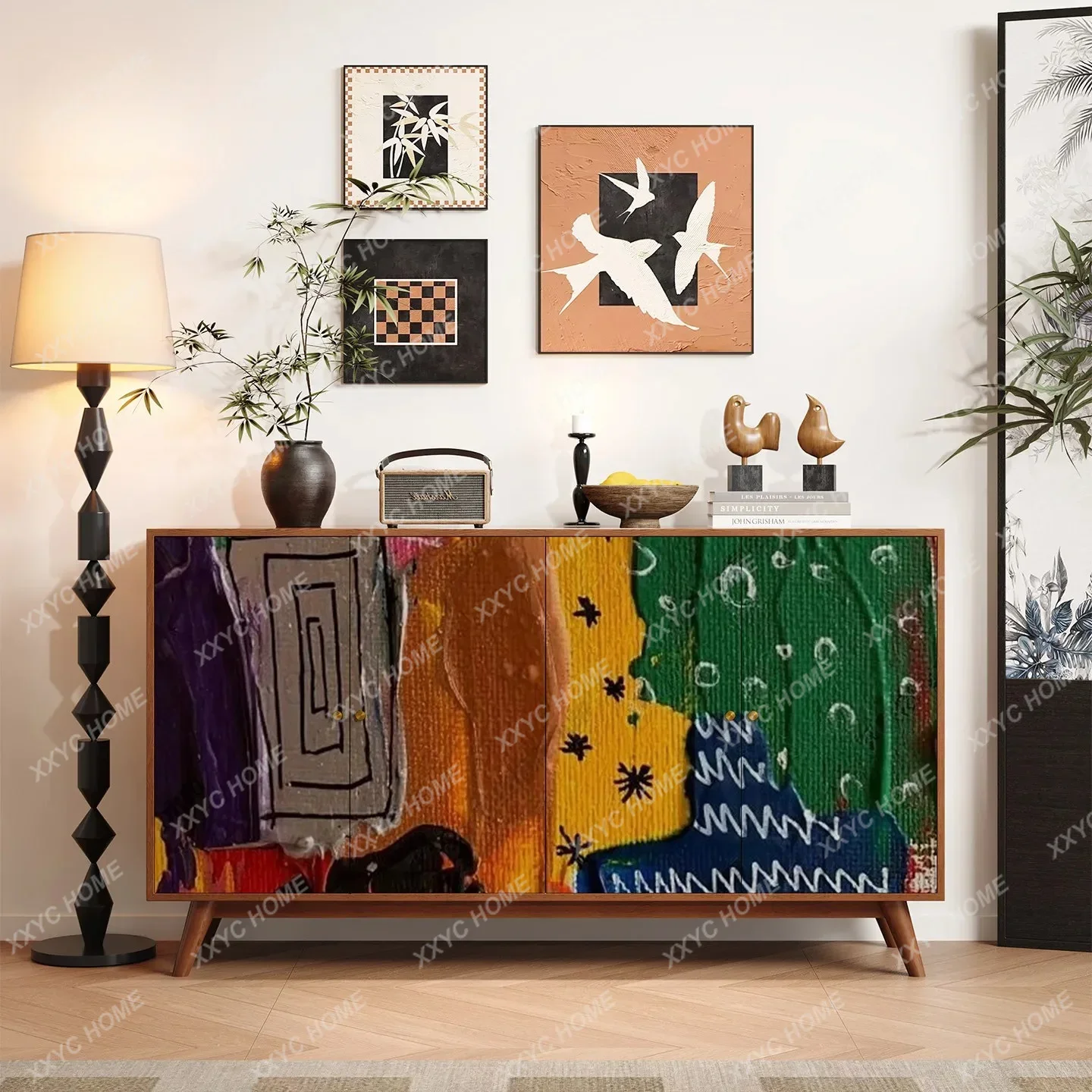 All solid wood dining side cabinet entrance decorative cabinet hotel bed and breakfast storage locker