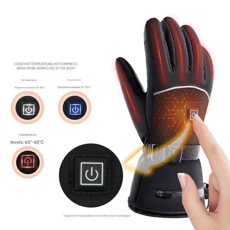 

2026Rechargeable Waterproof Electric Battery Heating Gloves for Winter Adjustable Wrist Strap Cycling Gloves Snowboarding