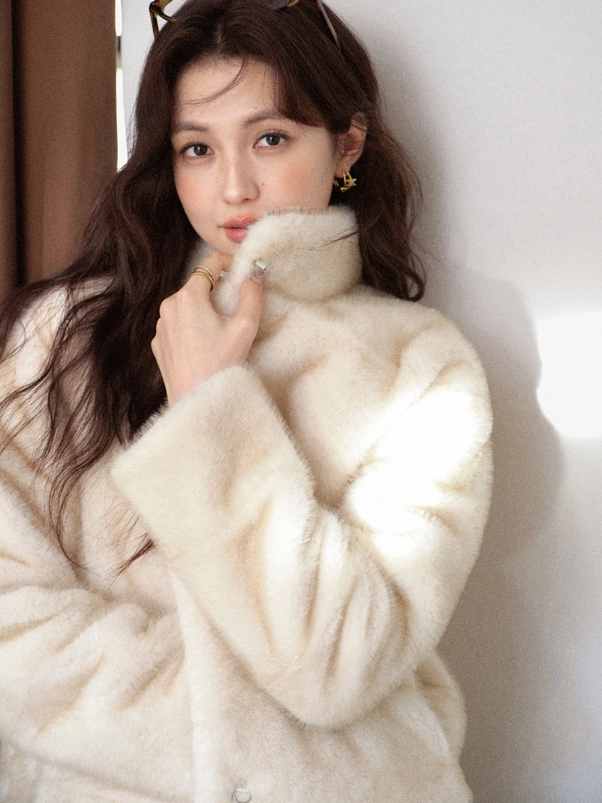 

South Deer Winter ort Loose Women's Jaet Nectarine Collar Warm Sun Snow Aosphere Sensation New Sle Button Long Sve