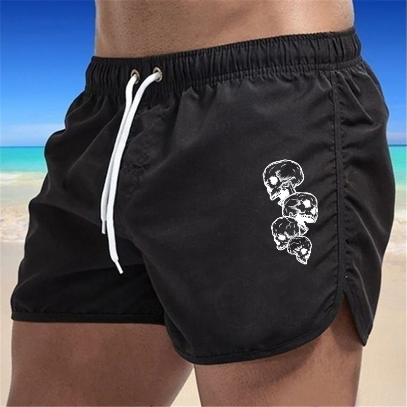 Summer Beach Shorts with Skull Print Fashion Design Multiple Colors for Men's Swimsuit Beach Wear Swim Shorts Men