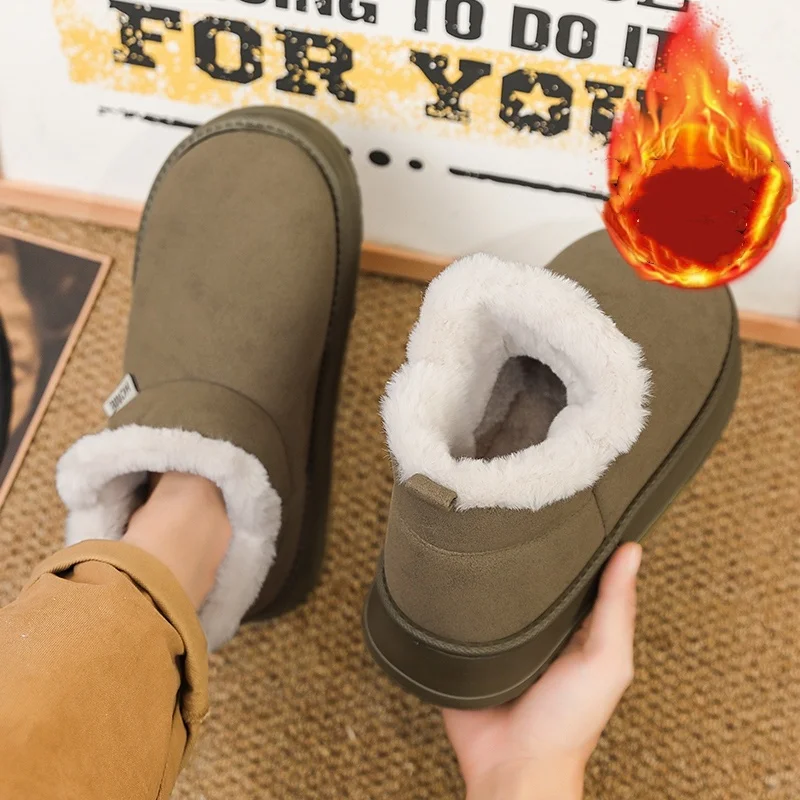 أحذية الثلوج الشهيرة للخريف والشتاء مبطنة بالصوف الدافئة على طراز الزوجين والأحذية القطنية للرجال والنساء