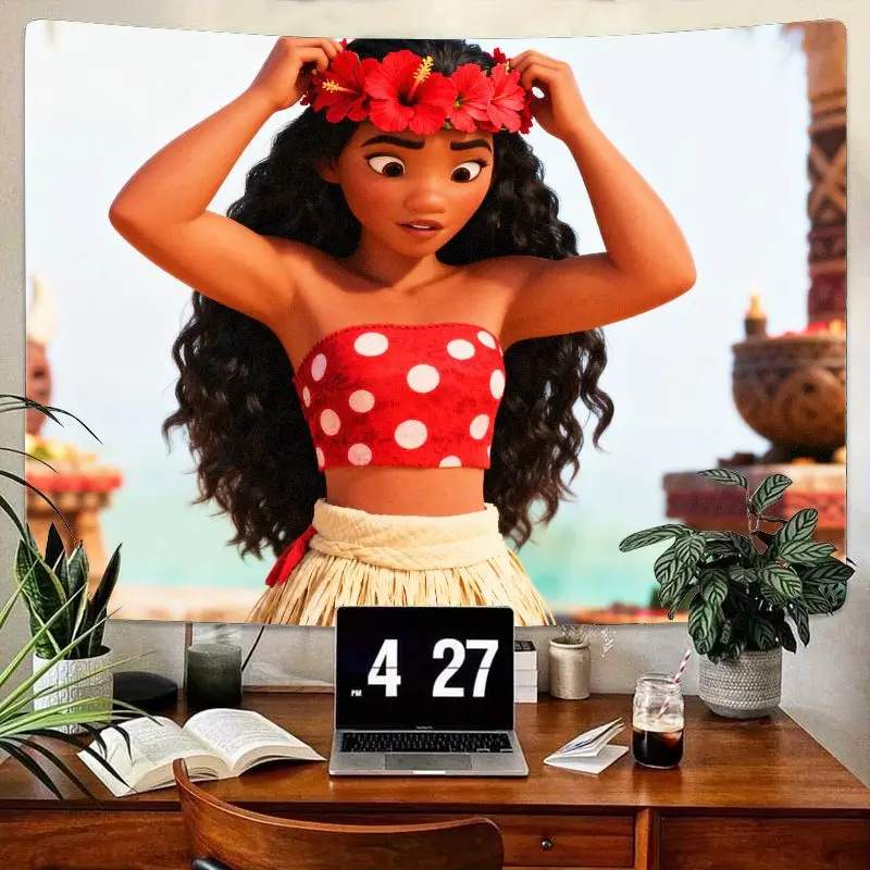 

1 шт., гобелен принцессы Disney Moana Adventure, современное настенное искусство из полиэстера для спальни, гостиной, декора в общежитии, подарок для фанатов.