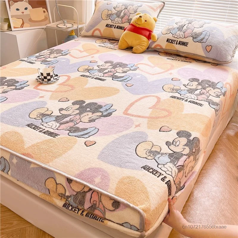 Imagem -05 - Disney-dupla Face Cobertura de Cama de Pelúcia Lotus dos Desenhos Animados Urso Pooh Bonito Grosso Coral Velvet Colchão Inverno Quente Peça