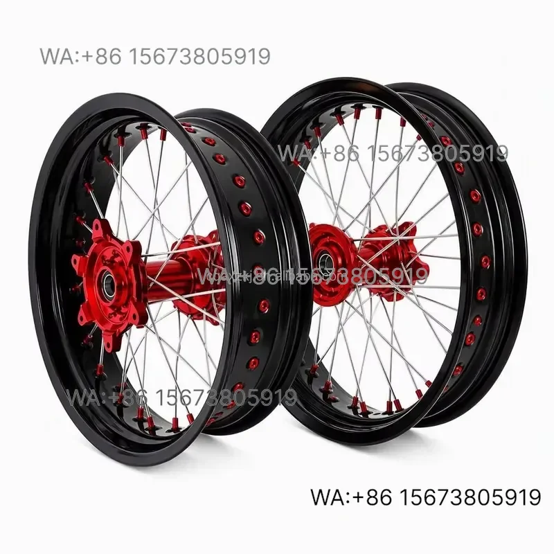 For  Wmwmnu Supermoto Wheel Set 17 16 Inch  YZ 125 YZ 250 2008-2023 CNC Aluminum Rims Hubs Assembly Dirt Bike Motocross Racing