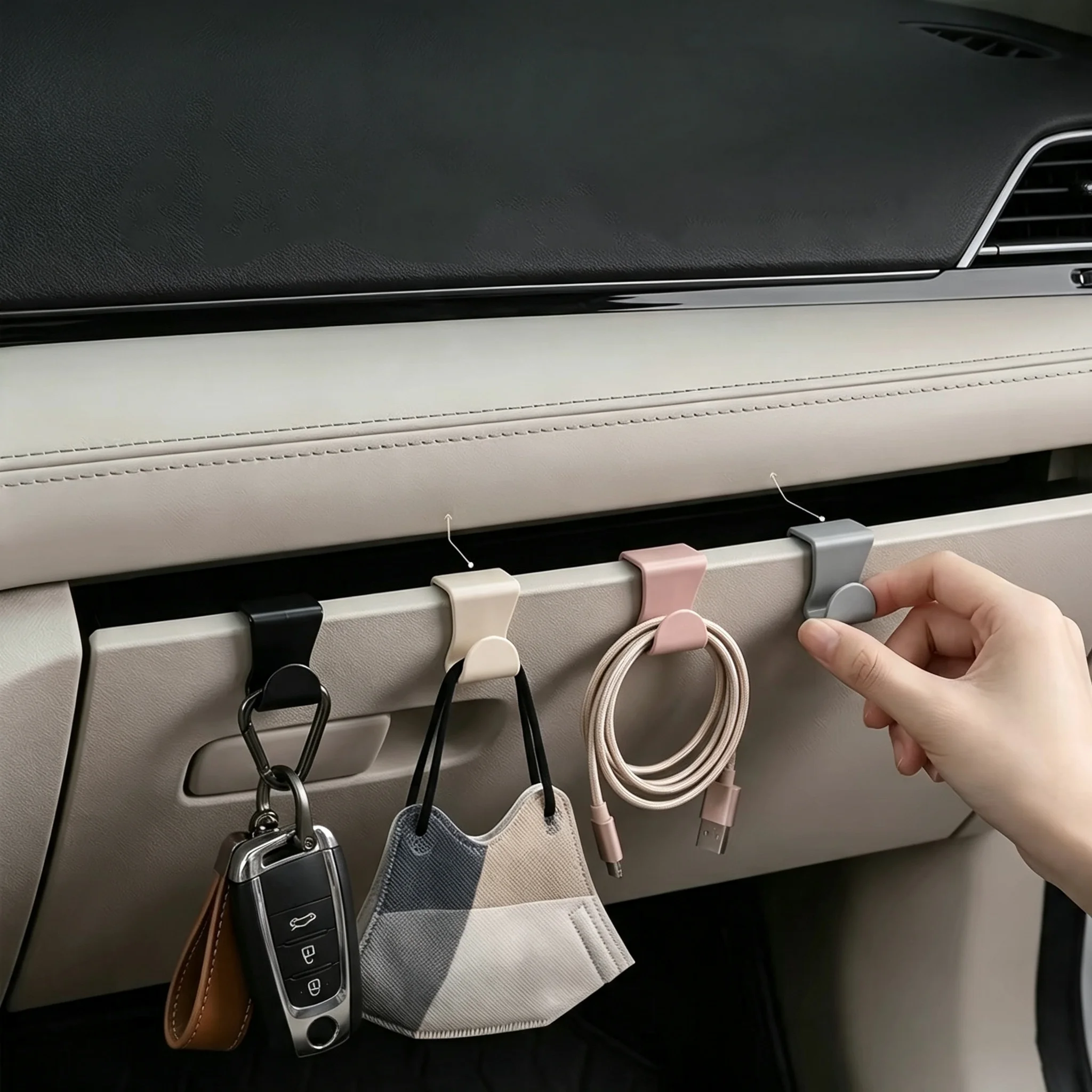 Hidden Car Glove Box Hooks Plastic Hanger for Passenger Side Storage Universal Auto Interior Organizer Clips