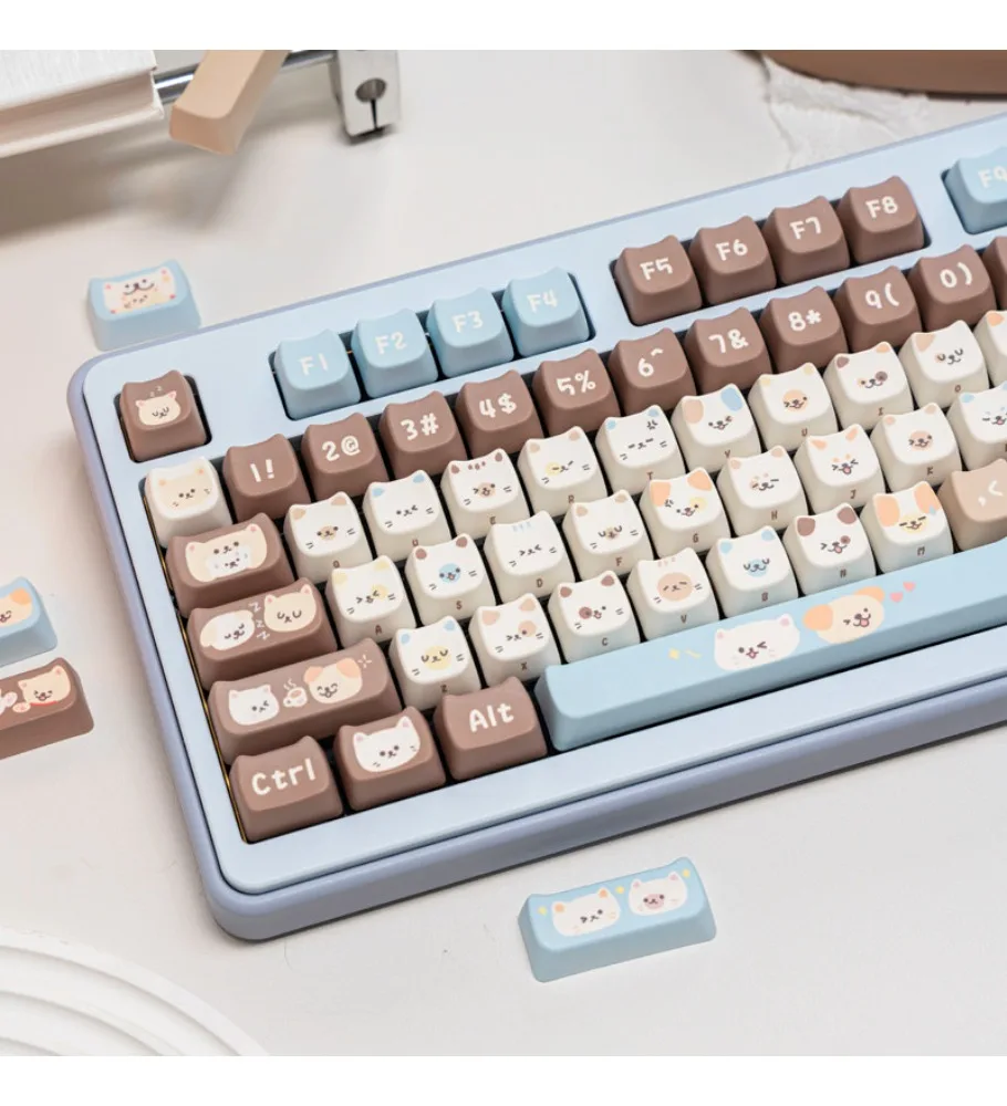 Mechanical keyboard keycaps PBT sublimation magnetic cross shaft from Haiyan Meow Wang keycaps with 130 key head height