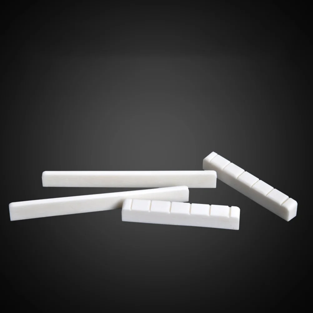 

4 Pcs Bone Saddle Guitar String Bridge Accessories Acoustic Saddles Adjustable White Nut and