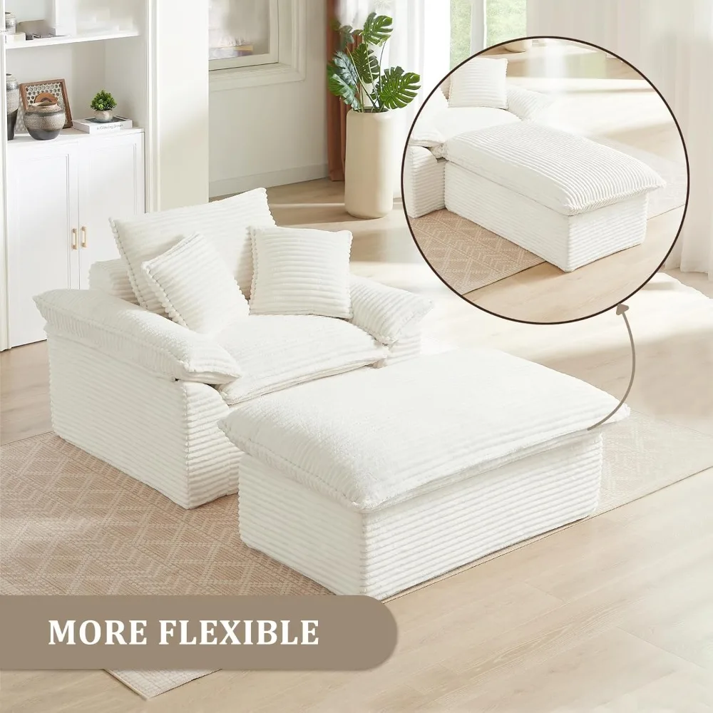 كرسي استرخاء بدون عظم: أريكة داخلية منجدة مريحة كبيرة الحجم مع مساند للذراعين و3 وسائد لغرفة المعيشة #6