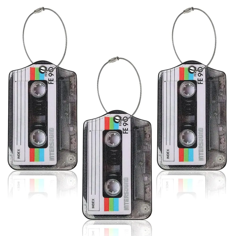 

3pcs Baggage Tags, Novelty Luggage Tags, Tape Box Tag for Luggages, Leather Funny suitcases Tag Boarding Pass for Women & Men