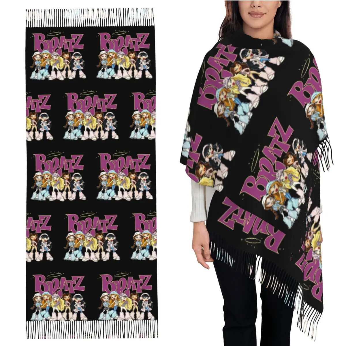 

Bratz Rock Angelz Doll Scarf Tassel Scarves for Women Soft Warm Shawls and Wraps Long Fall Winter Shawl Wrap