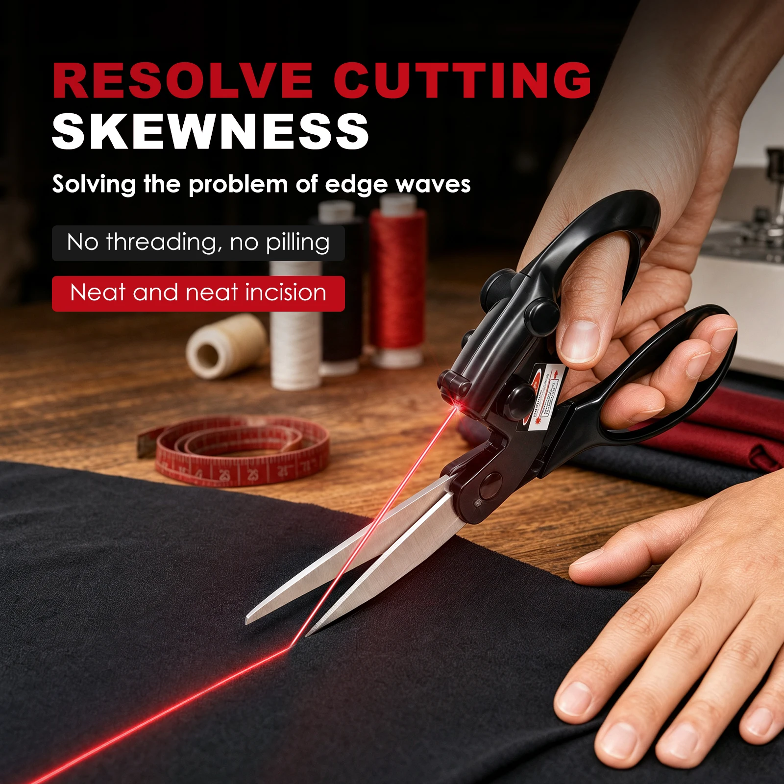 Professional Laser Guided Scissors Precision Cutting Shear Straight Fast Cut Positioning Sewing Craft Fabric Sewing Cut Straight