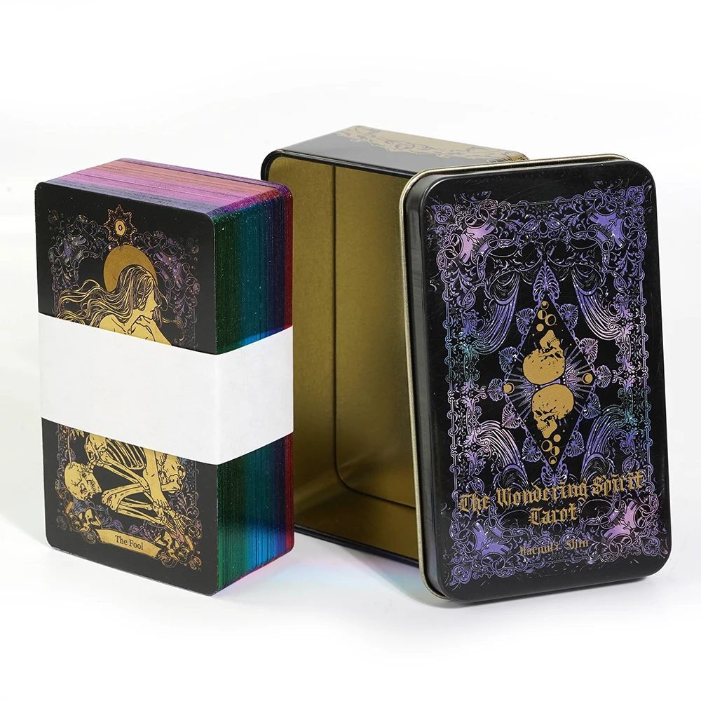 The Wandering Spirit Tarot Storage Box Metal 78 Pcs Tarot Cards In a Tin Box Edition for Beginners Divination Tools Fortune Tell