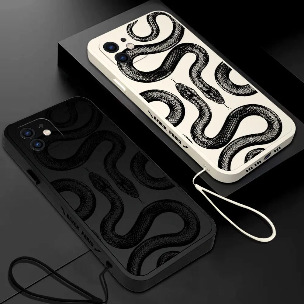 

Fashion Cool Snake Skull Phone Case For Xiaomi Redmi 12C 10 10C 10A 9 9T 9A A1 K20 K30 K40 Pro Plus 4G 5G Liquid Silicone Cover