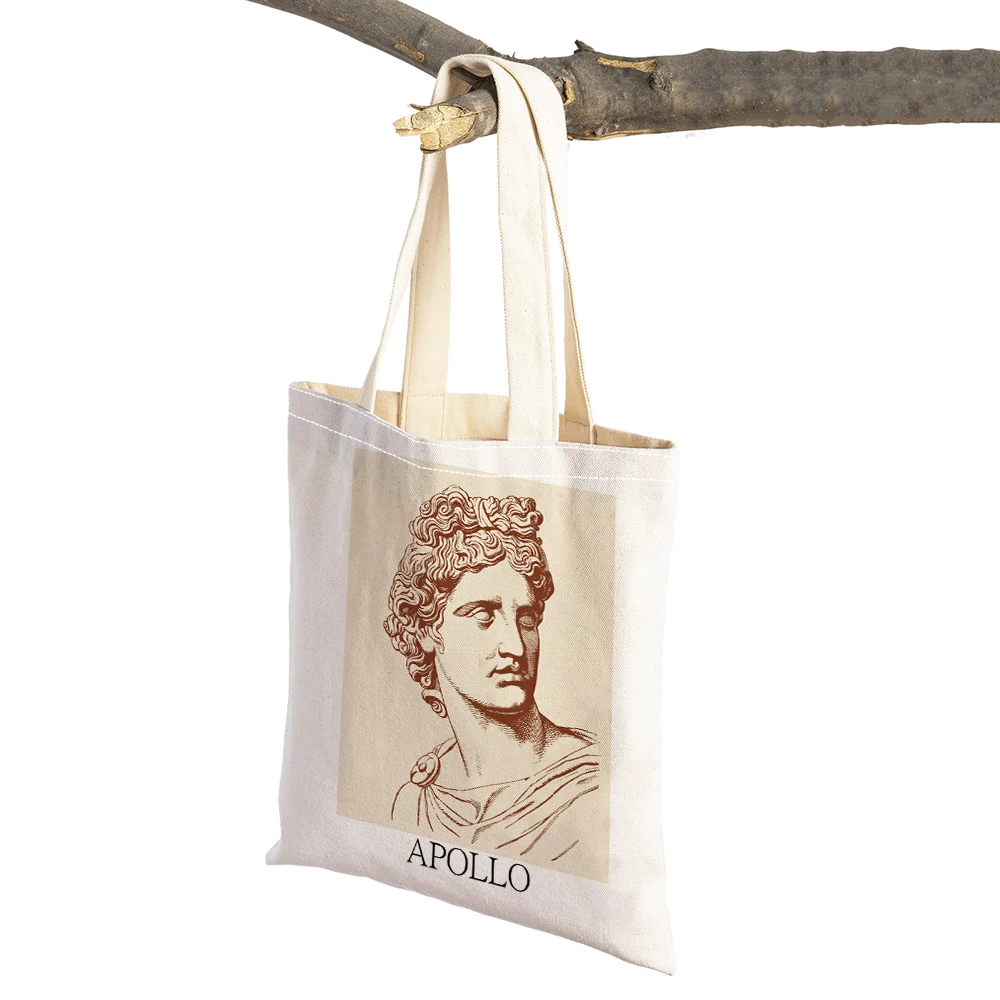 Sculptural Painting Apollo David Lady Shopping Bag Double Print Cloth Canvas Geometric Women Shopper Bags Girl Shoulder  Handbag