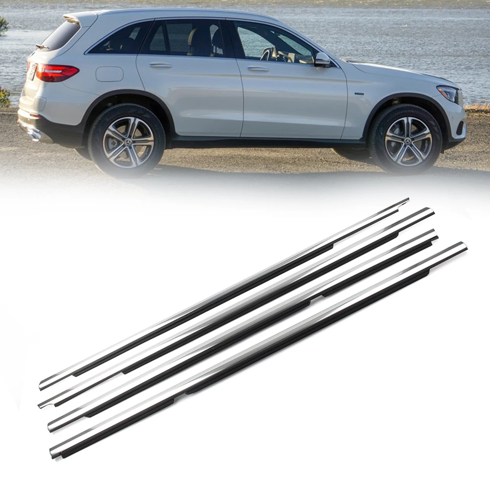 

Car Door Window Seal Belt Moulding Trim Weatherstrip For Mercedes Benz GLC X253 2015 2016 2017 2018 2019 4Pcs Chrome