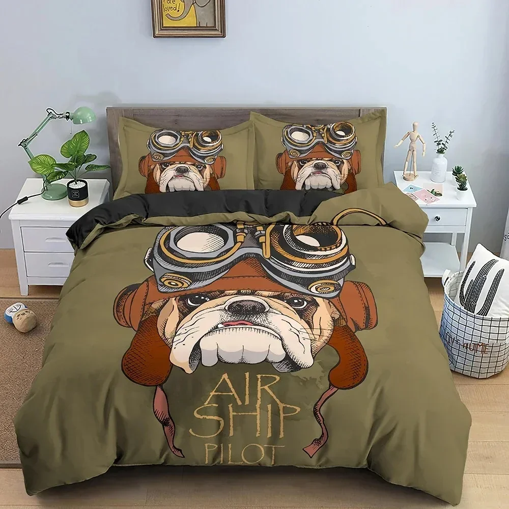 

Cute Dog Bedding Set Animals Pattern Duvet Cover Bedroom For Printed Comforter Set With Two Pillowcase Queen Single Double Size