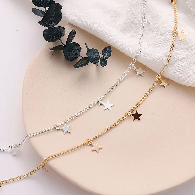 Boho Statement Necklace for Women Stars Dangler Choker Fashionable Clavicle Chain Jewelry Birthday Present Travel Decorations