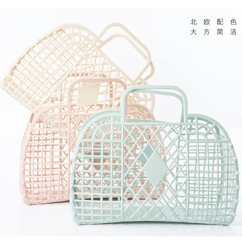 Detachable Hand Basket Foldable Fruit Vegetable Shopping Basket Plastic Storage Basket for Handbag Jewelry