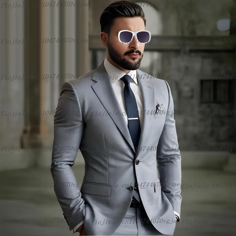 

Новый серый мужской костюм на заказ для официальных мероприятий, свадебной вечеринки, жениха, жениха, делового выпускного вечера, мужские смокинги, комплект из 2 предметов, куртка, брюки