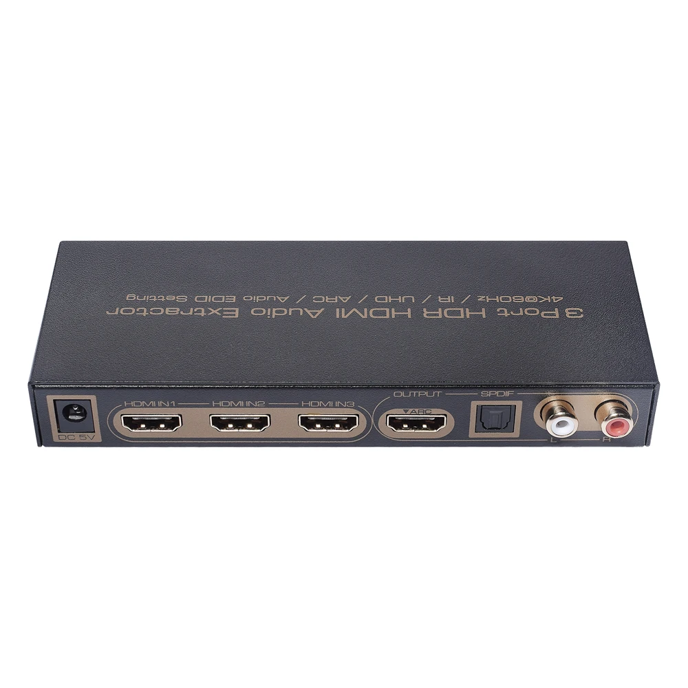 3 Port Switch HDMI 5.1 Audio Extractor 4K@60H HDCP2.2 ARC UHD HDR Audio EDID Setting 2CH HDMI to 5.1 Analog Audio Converter