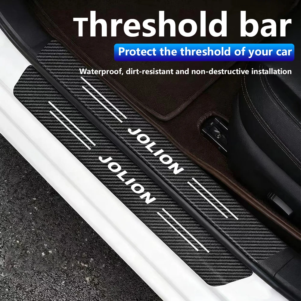 4pcs Car Door Sill Protector Stickers Carbon Fiber Threshold Strip For Haval JOLION Door Entry Guard