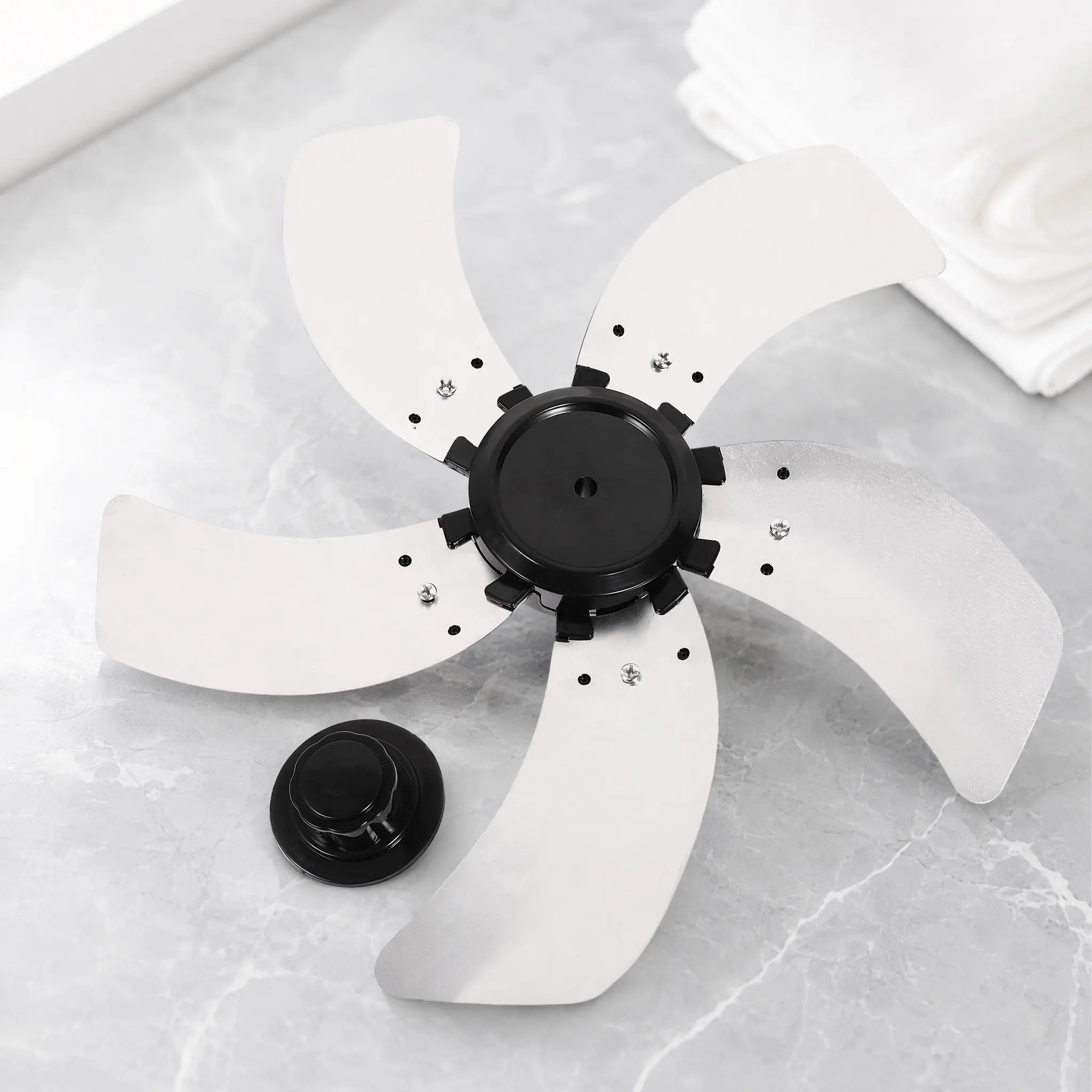 5-Piece Metal Fan Blades Aluminum Alloy Replacement for Standing Pedestal Table Floor Fans Heavy Duty Quiet Long Supply