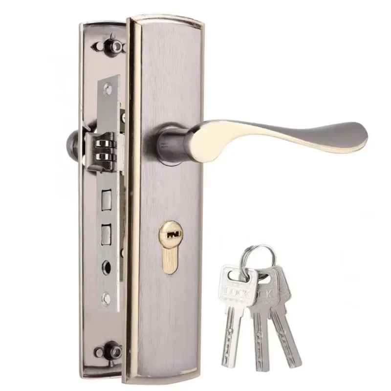 Gold Door Handle Lock Silent House Interior Door Lock Key Unlocking for Home Security Door Interior Bedroom Living Room Kitchen