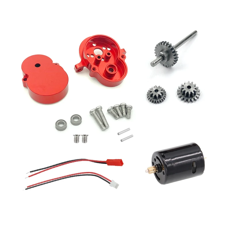 Metal Gearbox D12 Gear Box Case with Steel Gear with 370 Brush Motor Set for WPL D12 D42 1/10 RC Car Upgrades Parts