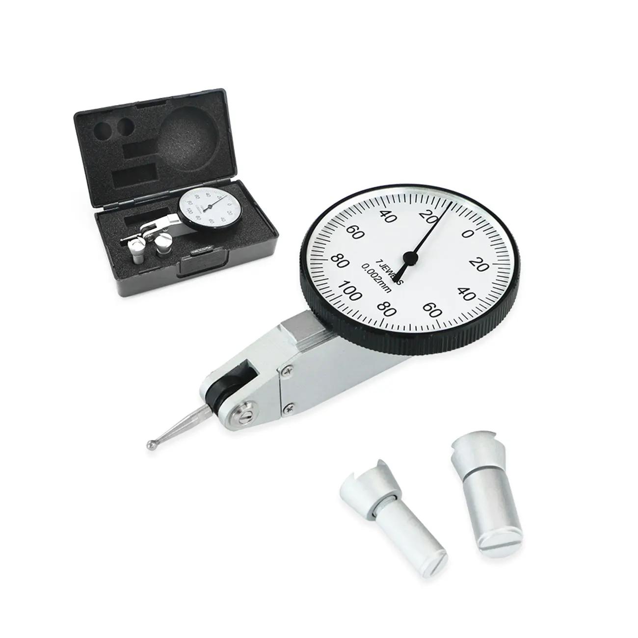 

Индикатор рычажный 0-0,2 мм, прецизионный, для измерений, с циферблатом