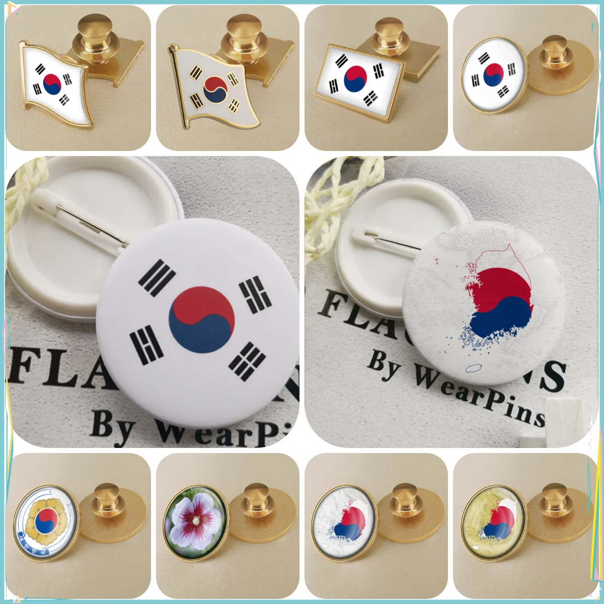 South Korea Flag National Emblem Brooch Badges Lapel Pins