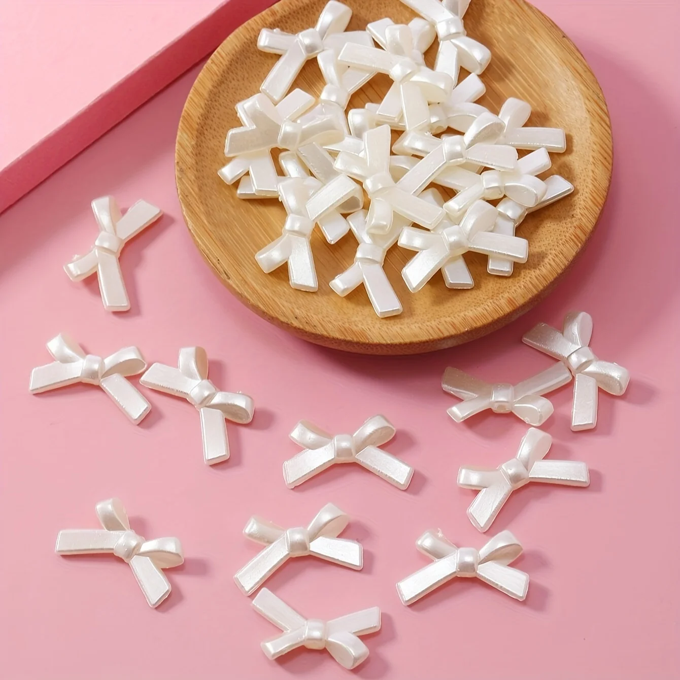 40/50pcs ABS Faux Pearl-Colored Bow Tie Shaped Beads for Jewelry Making DIY Bracelet Necklace Key Chain Accessories - Image 3